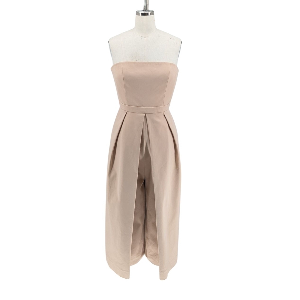 Tibi Strapless Pleated A Line Jumpsuit Cream Size 2 minimalist preppy cocktail